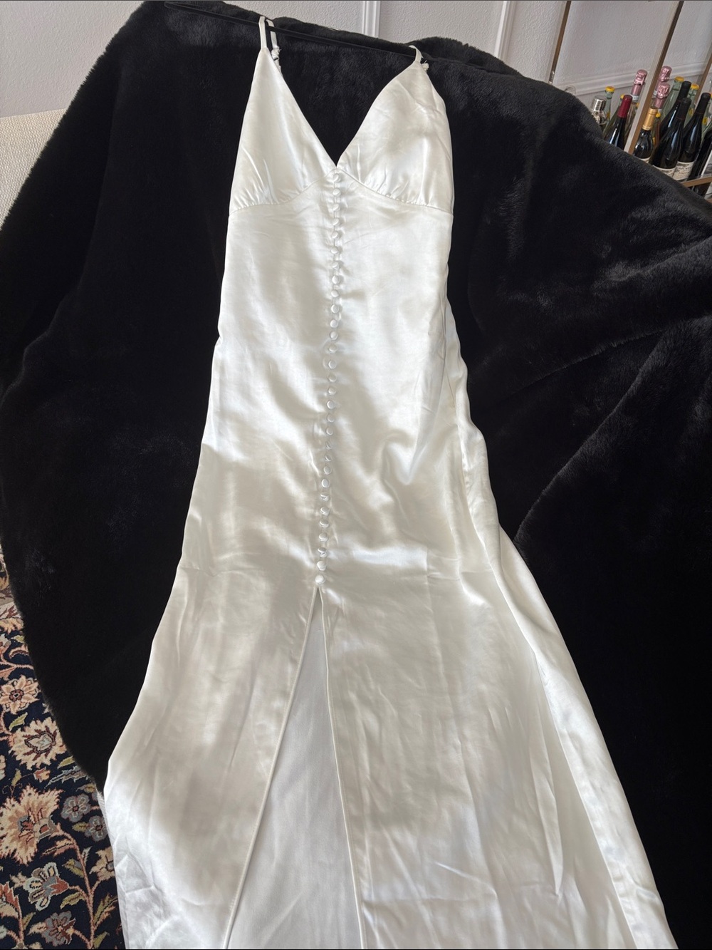 Endless Rose Spaghetti-Strap White Slip Maxi Dress Button Down Size Small